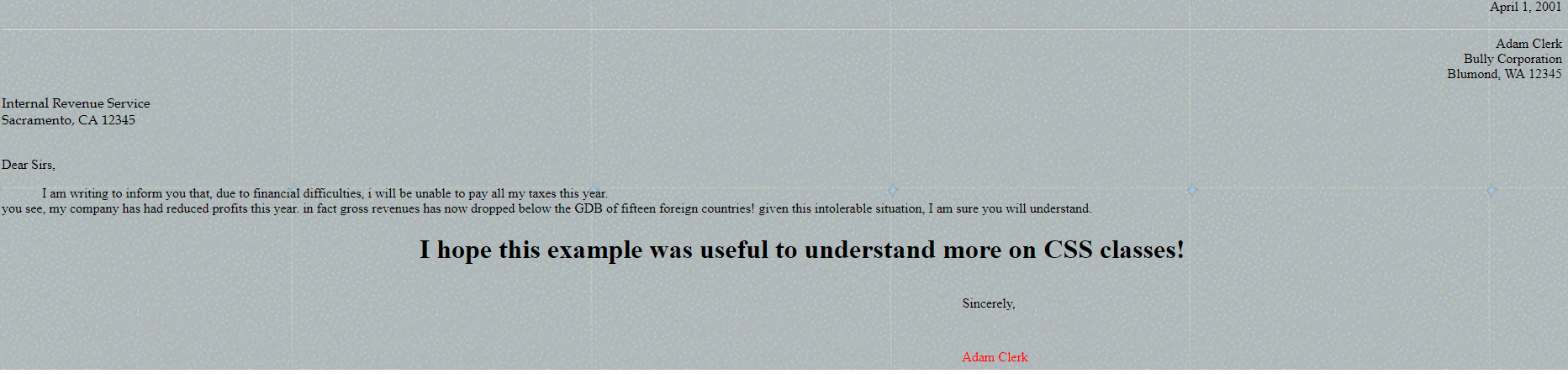 Letter in CSS